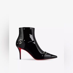 Christian Louboutin 90s Booty Patent Leather Heeled Ankle Boots Size 39.5 NIB